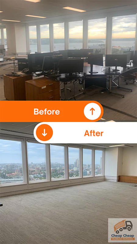 business offices rubbish removal Sydney before & after